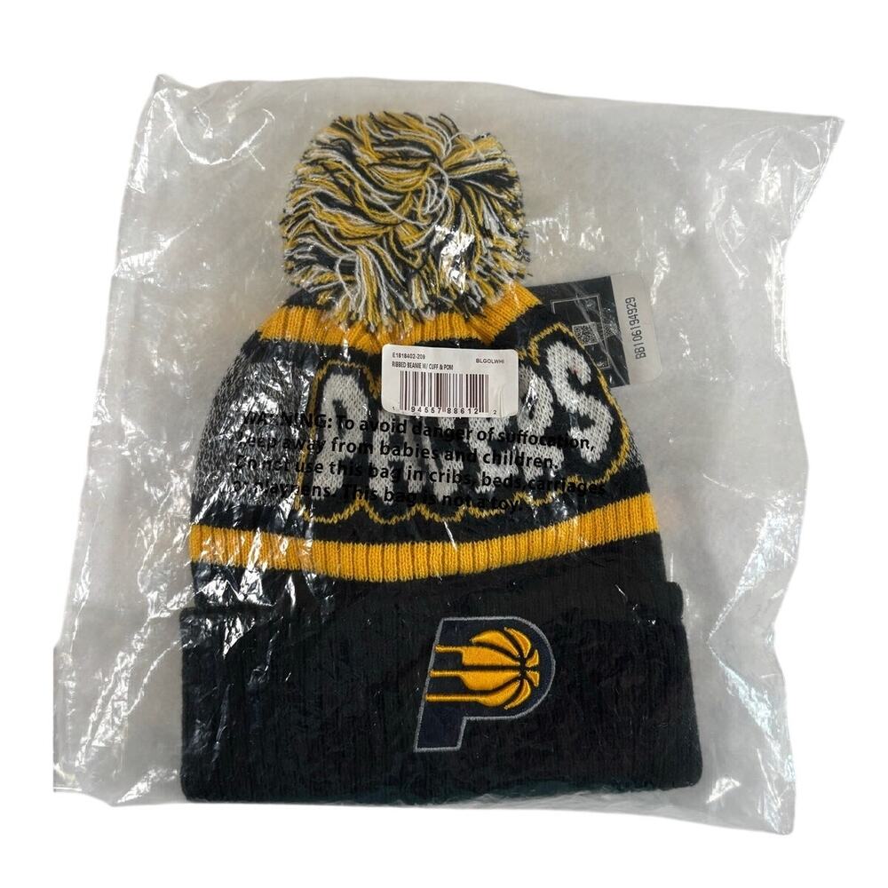 *NEW* Pacer's Men's Beanie-One Size Fits All-Black/Yellow/White
